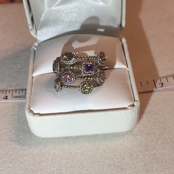 COLORED STONES ESPO RING IN 925 STERLING SILVER - Picture 2 of 9